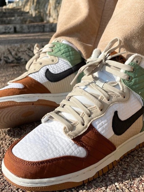 Nike Shoes - Nike Next Nature Toasty White Brown Green Dunks Sneakers with Black Swoosh
